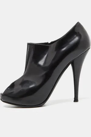 Fendi Patent Leather and Mesh Open Toe Booties Size 36