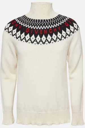 Givenchy Off- Intarsia Wool Knit Turtle Neck Sweater M