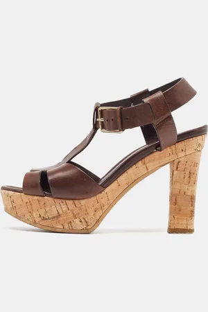 santoni Leather Ankle Strap Platform Sandals Size 37