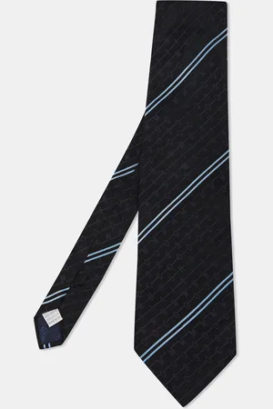 Moschino Vintage Diagonal Stripe Logo Patterned Silk Traditional Tie