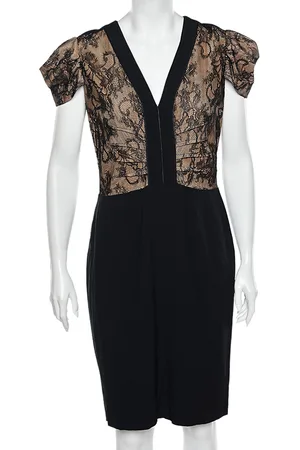 RED Valentino Lace & Crepe Paneled Midi Dress L