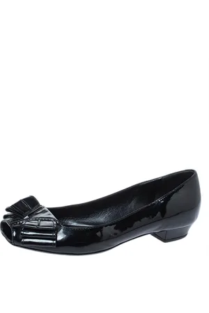 Saint Laurent Patent Leather Bow Peep Toe Ballet Flat Size 35