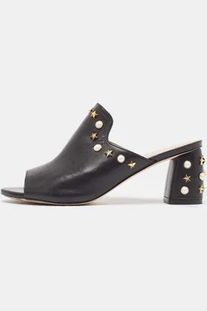 Stuart Weitzman Leather Embellished Mules Size 38.5