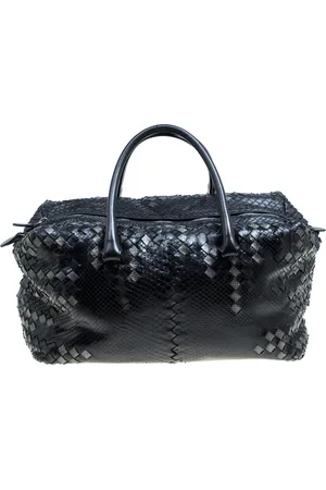 Bottega Veneta Python and Leather Intrecciato Detail Brick Bag