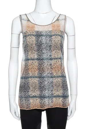 Giorgio Armani Embroidered Lace Sleeveless Top L