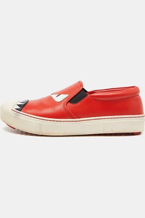Fendi Tri Color Leather Monster Slip On Sneakers Size 38.5