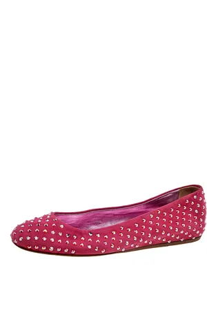 LE SILLA Suede Crystal Embellished Ballet Flats Size 39.5