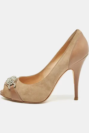 Giuseppe Zanotti /Brown Leather and Suede Peep Toe Pumps Size 39