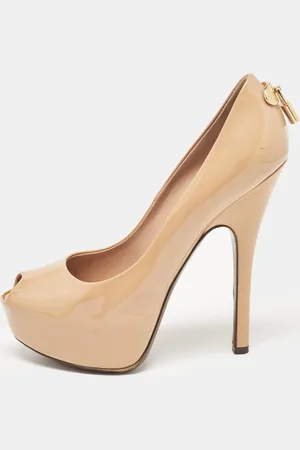 LOUIS VUITTON Patent Leather Oh Really! Peep Toe Pumps Size 36.5