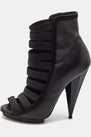 Gucci Leather Elastic Olimpia Open Toe Booties Size 37