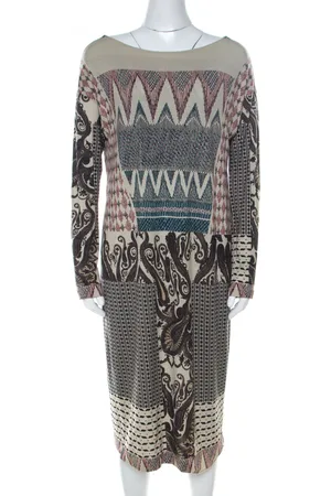 Etro Abstract Print Wool Knit Sheath Dress L