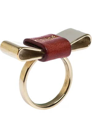 Chloé Leather Bow Motif Tone Ring Size 54