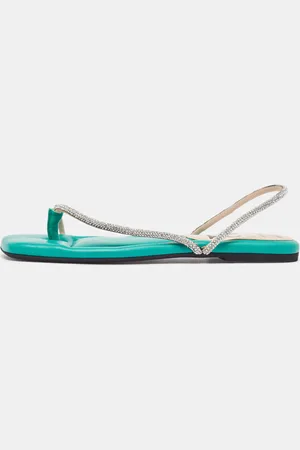 Nº21 Green Leather Crystal Embellished Slingback Sandals Size 38.5