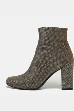 Saint Laurent Lurex Fabric Ankle Boots Size 37