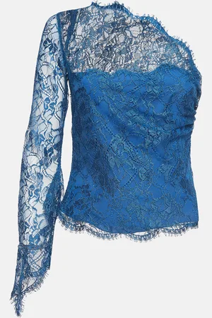 Emilio Pucci Patterned Lace One Shoulder Top M