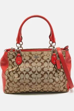Coach /Beige Signature Canvas and Leather Large Christie Caryall Tote