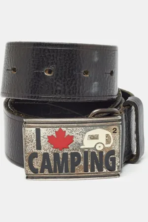 Dsquared2 Leather Logo Plague Buckle Belt M