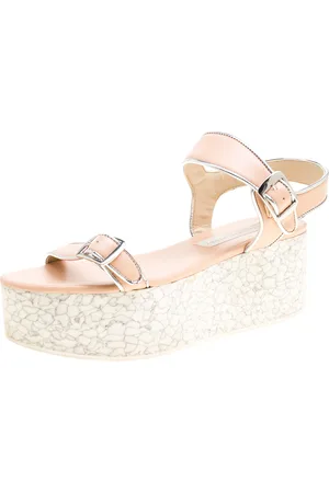 Stella McCartney /Silver Faux Leather Geena Marble Platform Sandals Size 38