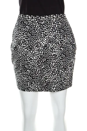Diane von Furstenberg Monochrome Printed Cotton Clyde Mini Skirt S