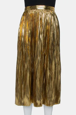 Mes Demoiselles Lurex Silk Pleated Sadiola Midi Skirt S