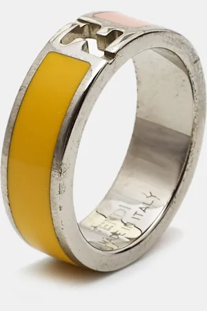 Fendi Sta Bicolor Enamel Tone Ring Size 55