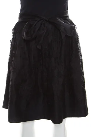 ERMANNO SCERVINO Cashmere and Silk Bend Floral Lace A Line Skirt S