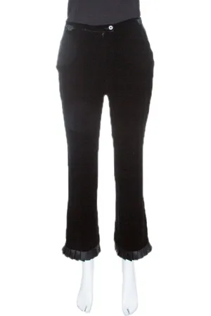 Emporio Armani Velvet Pleated Ruffle Bottom Pants S