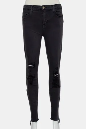 J Brand Demen Black Denim Distressed Skinny Alana Jeans M