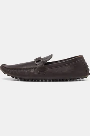 LOUIS VUITTON Leather Hockenheim Slip On Loafers Size 43.5