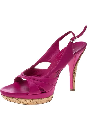 Casadei Leather Slingback Platform Sandals Size 39