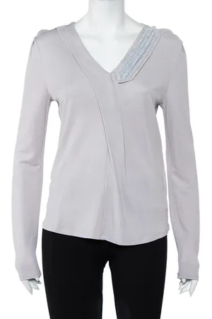 Emporio Armani Knit Draped Detail Long Sleeve Top L