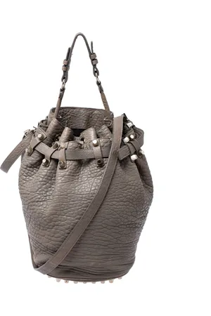 Alexander Wang Taupe Textured Leather Diego Bucket Bag
