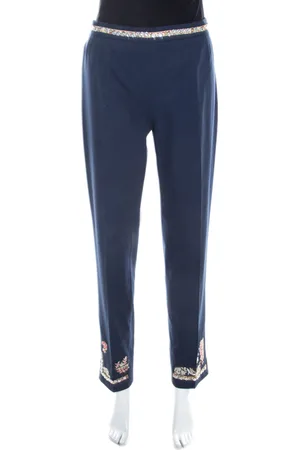Moschino Cotton Embroidered Embellished Detail Fitted Trousers M