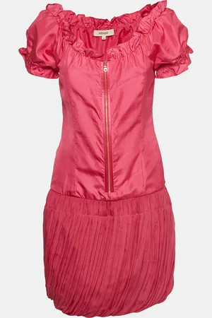 Kenzo Silk Ruffled Zip Front Short Dress S