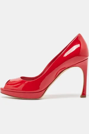 Dior Patent Leather Peep Toe Platform Pumps Size 37