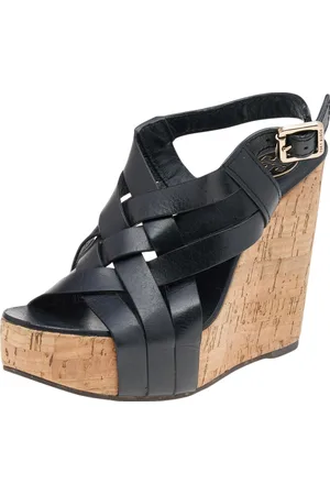 Tory Burch Leather Cork Wedge Strappy Platform Sandals Size 38