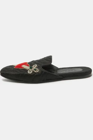Gucci Matelasse Satin Heart and Dagger Flat Mules Size 42