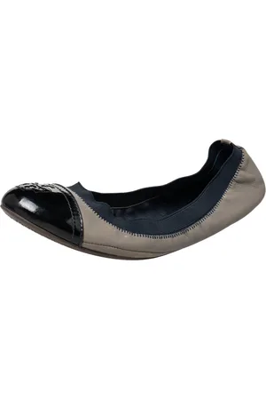 Tory Burch /Blue Leather And Elastic Gabby Scrunch Ballet Flats Size 38.5