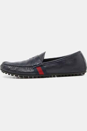 Gucci Leather Web Accent Penny Slip On Loafers Size 41