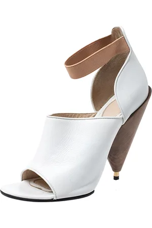 Givenchy /Beige Leather Cone Heel Ankle Strap Sandals Size 38