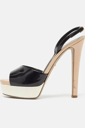 Sergio Rossi Patent Leather Open Toe Platform Ankle Strap Sandals Size 40.5
