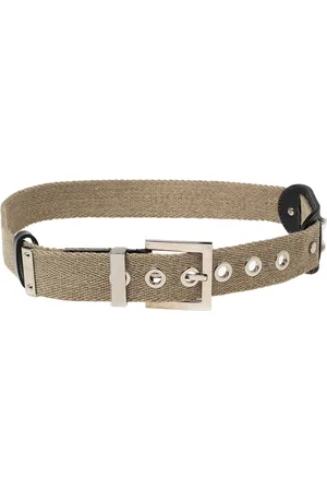 Dolce & Gabbana Canvas and Leather Plaque Detail Waist Belt 75CM