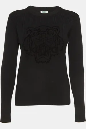 Kenzo Tiger Patterned Wool Knit Sweatshirt M