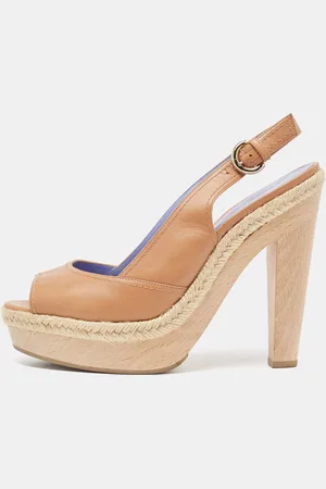 Sergio Rossi Leather Platform Slingback Sandals Size 38.5