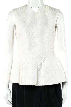 Balmain Embroidered Cotton Peplum Top M