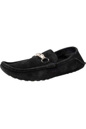 Gucci Suede Bamboo Horsebit Slip On Loafers Size 46