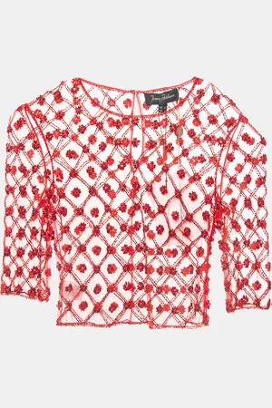 Jenny Packham Robin Embroidered Tulle Blouse S