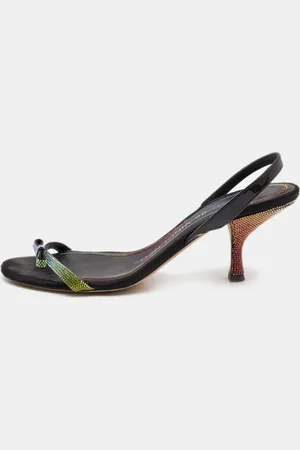 MARCO DE VINCENZO Patent Embellished Slingback Sandals Size 40