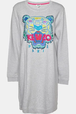 Kenzo Cotton Tiger Embroidered Sweater Dress XL