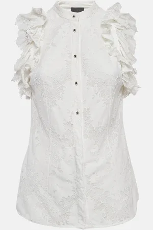 Roberto Cavalli Lace Ruffled Sleeveless Shirt M